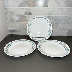 Set of 3 Corelle Rosemarie 10.25" Salad Plates White with Pink Tulips